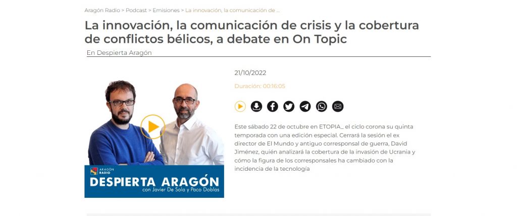 Entrevista en Aragón Radio sobre el aniversario de On Topic
